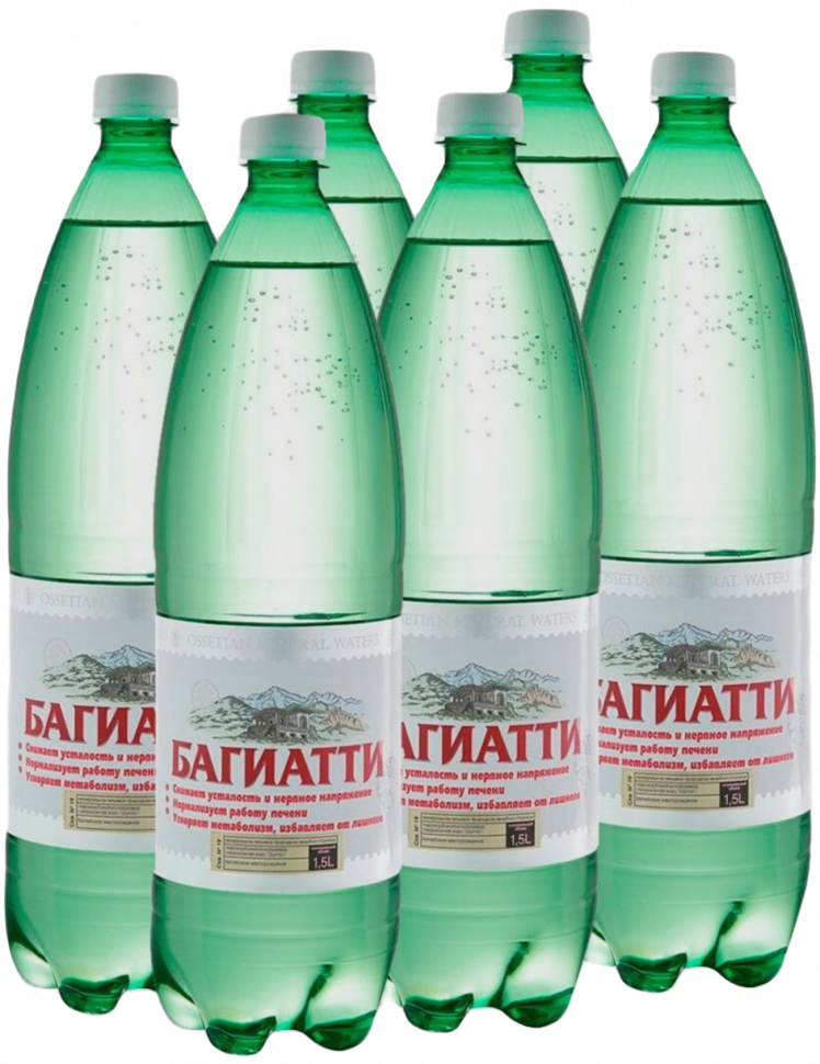 Минеральная вода «Багиатти» 1.5 литра (упаковка 6 бутылей)